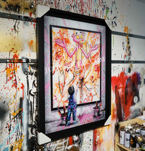 "First painting Pink version" Édition Prestige sur Plexiglas - Encadrement caisse américaine