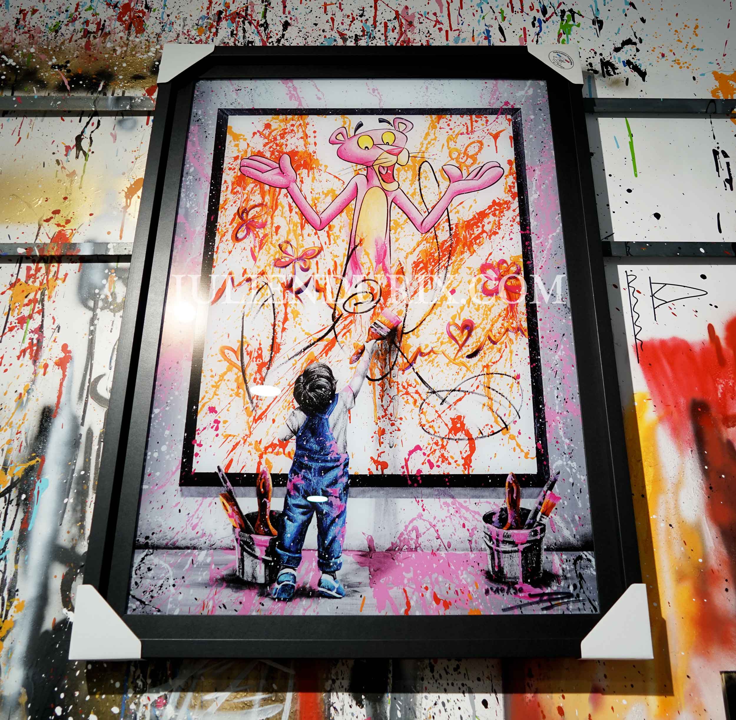 "First painting Pink version" Édition Prestige sur Plexiglas - Encadrement caisse américaine