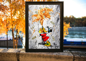 "Raining dollars" Édition Prestige sur Plexiglas - Encadrement caisse américaine