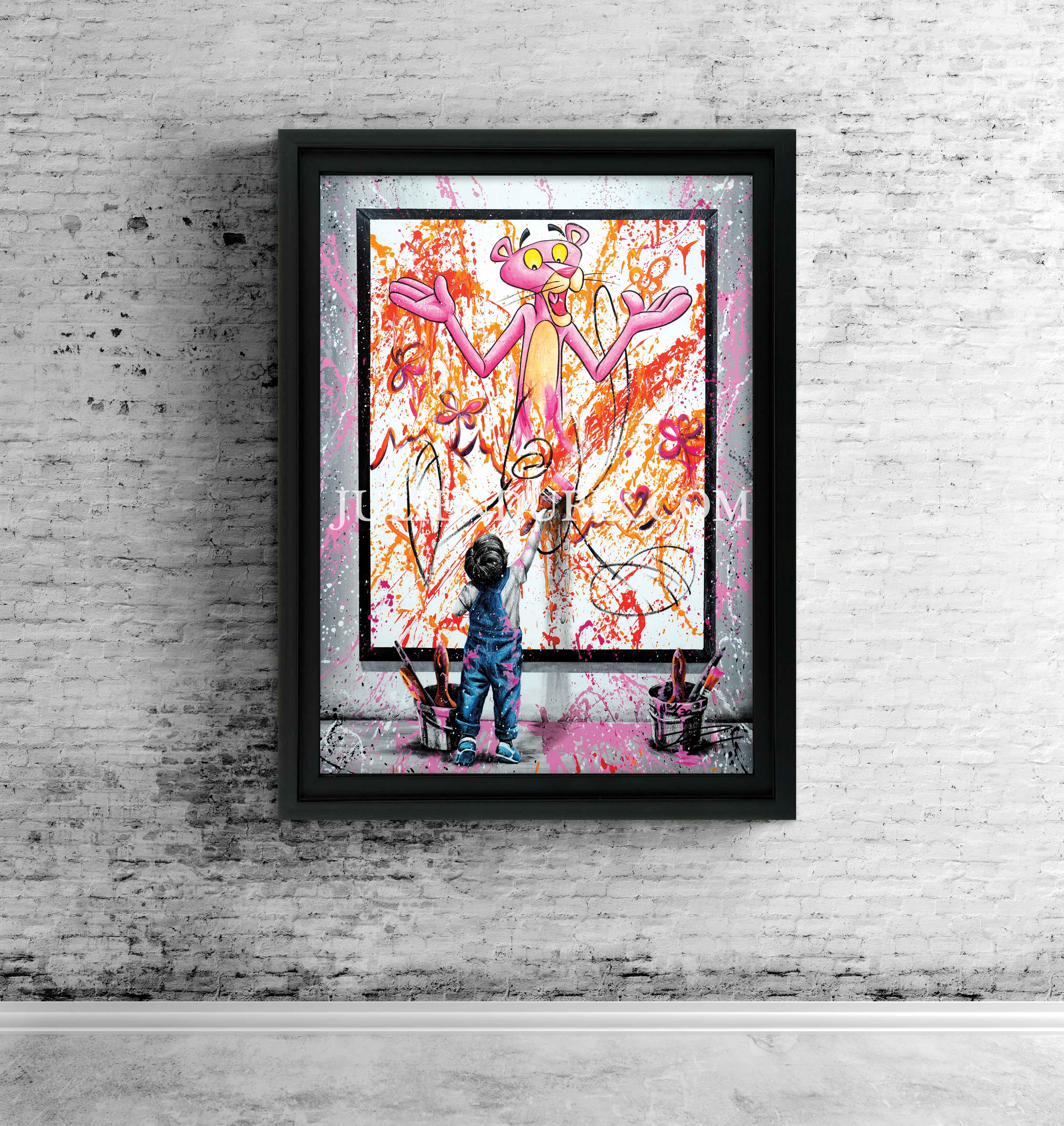 "First painting Pink version" Édition Prestige sur Plexiglas - Encadrement caisse américaine