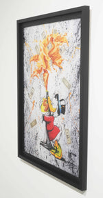 "Raining dollars" Édition Prestige sur Plexiglas - Encadrement caisse américaine