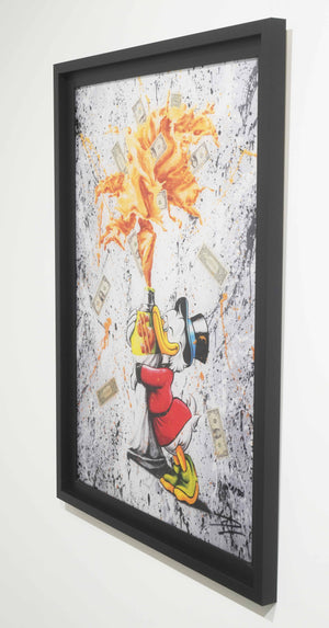 "Raining dollars" Édition Prestige sur Plexiglas - Encadrement caisse américaine