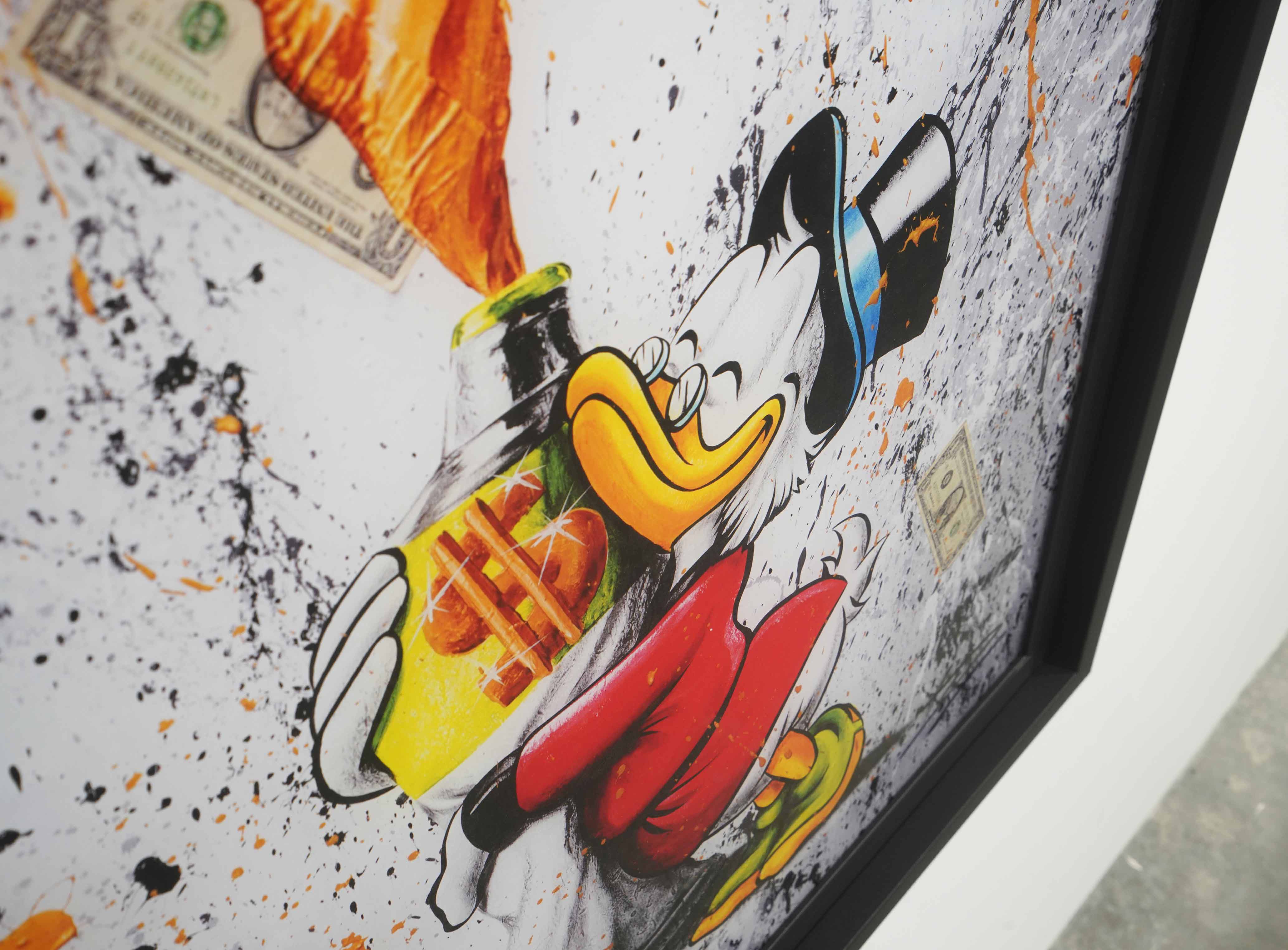 "Raining dollars" Édition Prestige sur Plexiglas - Encadrement caisse américaine