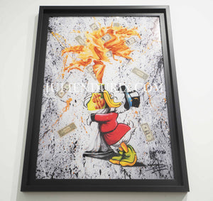 "Raining dollars" Édition Prestige sur Plexiglas - Encadrement caisse américaine