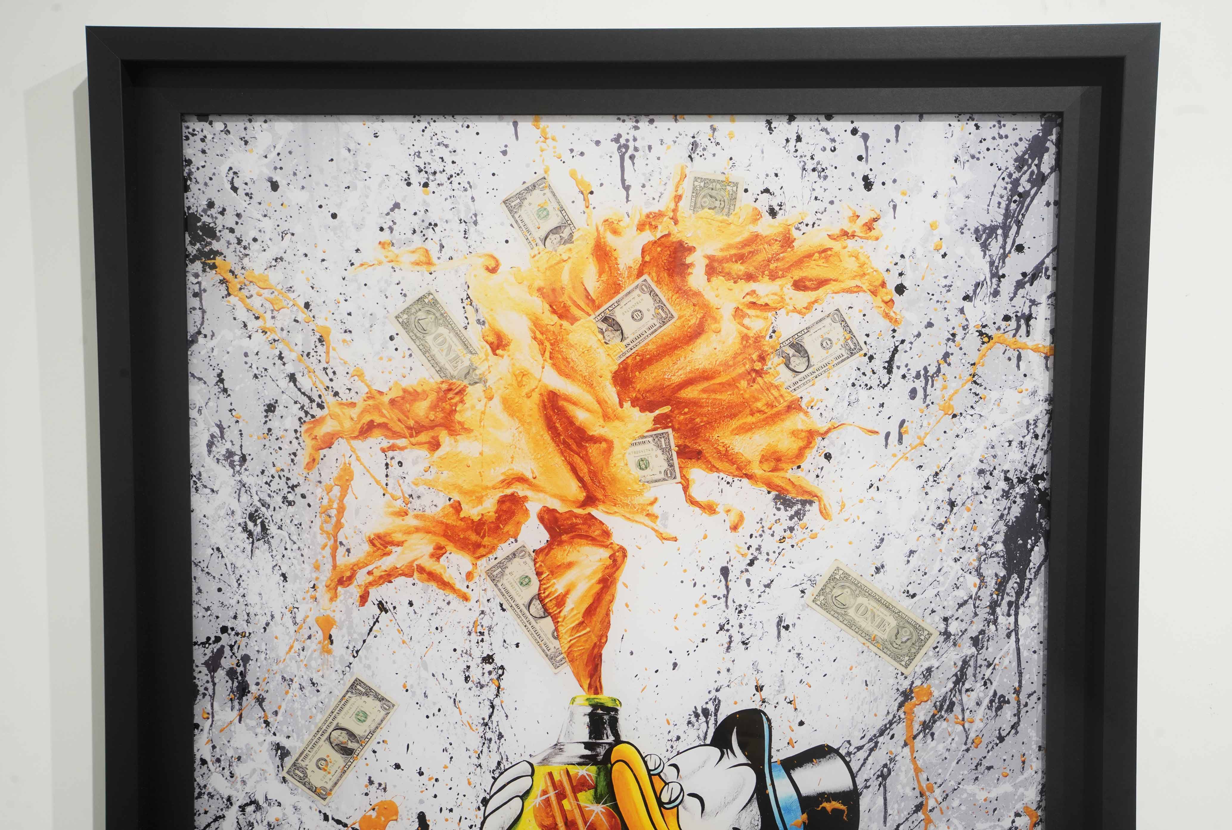 "Raining dollars" Édition Prestige sur Plexiglas - Encadrement caisse américaine
