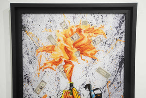 "Raining dollars" Édition Prestige sur Plexiglas - Encadrement caisse américaine
