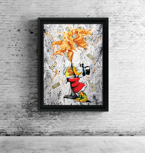 "Raining dollars" Édition Prestige sur Plexiglas - Encadrement caisse américaine